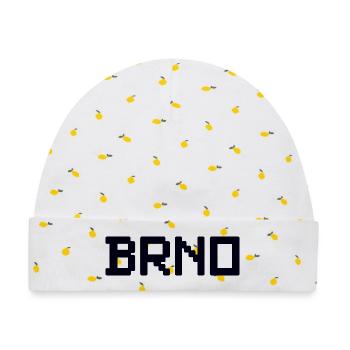 BRNO Tschechien - Baby Premium Organic Mütze - Weiß/Zitronengelb - Vorne