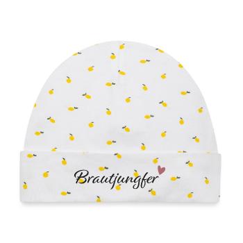 Brautjungfer - Baby Premium Organic Mütze - Weiß/Zitronengelb - Vorne