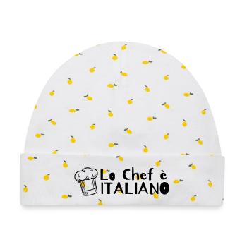 Lo chef è Italiano - Baby Premium Organic Mütze - Weiß/Zitronengelb - Vorne