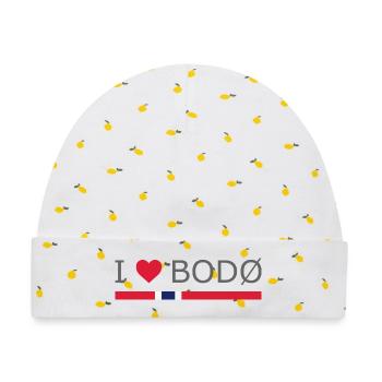 I love Bodo - Norway - Norge - Norwegen - Baby Premium Organic Mütze - Weiß/Zitronengelb - Vorne