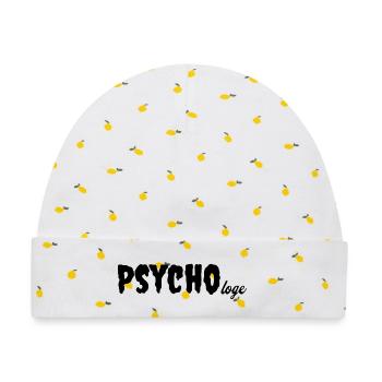 Psycho Loge – Lustiges Psychologen Shirt - Baby Premium Organic Mütze - Weiß/Zitronengelb - Vorne