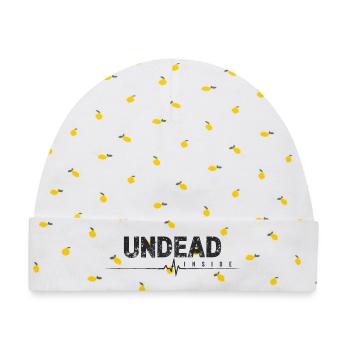 Undead Inside Zombie Spruch - Baby Premium Organic Mütze - Weiß/Zitronengelb - Vorne