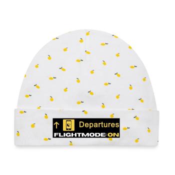 Departures Flightmode On - Flugmodus - Chillen - Baby Premium Organic Mütze - Weiß/Zitronengelb - Vorne