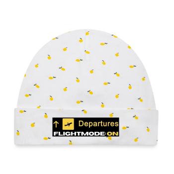 Abflüge Flugmodus On Symbol - Baby Premium Organic Mütze - Weiß/Zitronengelb - Vorne