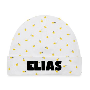 Elias Name - Baby Premium Organic Mütze - Weiß/Zitronengelb - Vorne