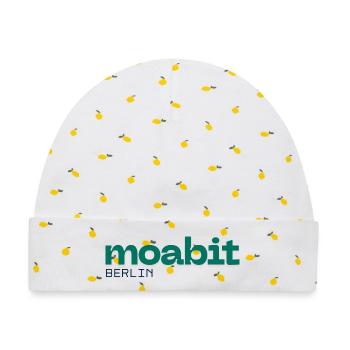 Moabit Berlin Schönes simples Design - Baby Premium Organic Mütze - Weiß/Zitronengelb - Vorne