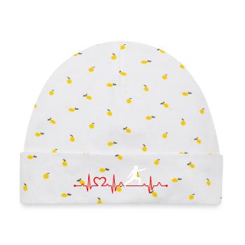 Herzschlag Fechten EKG Linie Schwert Kämpfer - Baby Premium Organic Mütze - Weiß/Zitronengelb - Vorne