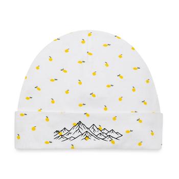 Berglandschaft Berge - Baby Premium Organic Mütze - Weiß/Zitronengelb - Vorne