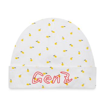 GenZ Graffiti Rot - Baby Premium Organic Mütze - Weiß/Zitronengelb - Vorne