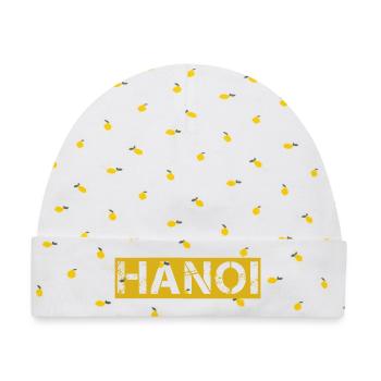 hanoi vintage text yellow  - Baby Premium Organic Mütze - Weiß/Zitronengelb - Vorne