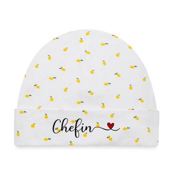 Chefin - Baby Premium Organic Mütze - Weiß/Zitronengelb - Vorne
