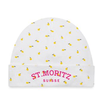 St. Moritz - Suisse - Schweiz - Swiss - Baby Premium Organic Mütze - Weiß/Zitronengelb - Vorne