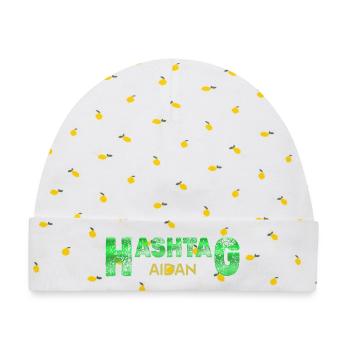 Geschenk für Aidan - Baby Premium Organic Mütze - Weiß/Zitronengelb - Vorne