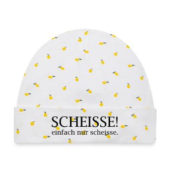 Scheisse! einfach nur scheisse. - Baby Premium Organic Mütze - Weiß/Zitronengelb - Vorne
