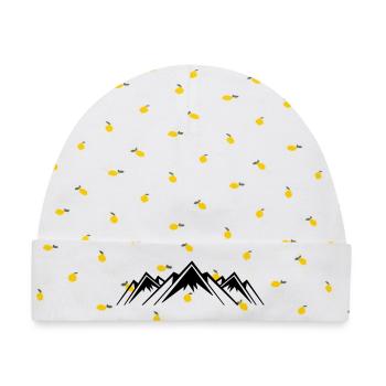 Berge Berg Mountains - Baby Premium Organic Mütze - Weiß/Zitronengelb - Vorne