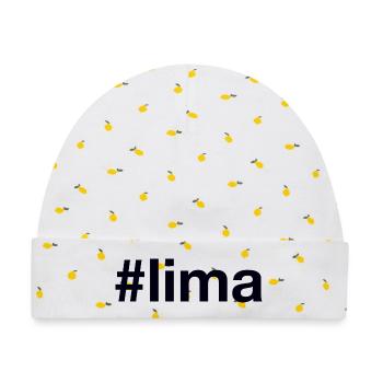 Lima Peru Hashtag - Baby Premium Organic Mütze - Weiß/Zitronengelb - Vorne