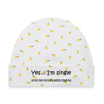 yes_i_am_single - Baby Premium Organic Mütze - Weiß/Zitronengelb - Vorne