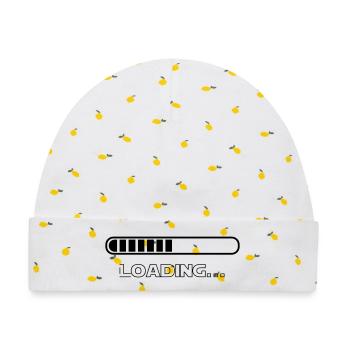 loading - Baby Premium Organic Mütze - Weiß/Zitronengelb - Vorne