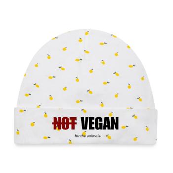 not vegan for the animals Nicht vegan für Tiere - Baby Premium Organic Mütze - Weiß/Zitronengelb - Vorne