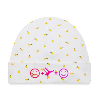 Geschenkidee für einen Hip-Hop-Tänzer mit B-Boying - Baby Premium Organic Mütze - Weiß/Zitronengelb - Vorne