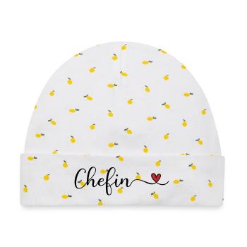 Chefin - Baby Premium Organic Mütze - Weiß/Zitronengelb - Vorne