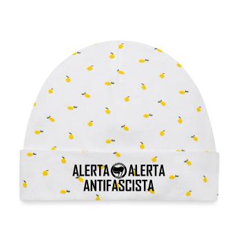 ALERTA ALERTA ANTIFASCISTA black - Baby Premium Organic Mütze - Weiß/Zitronengelb - Vorne