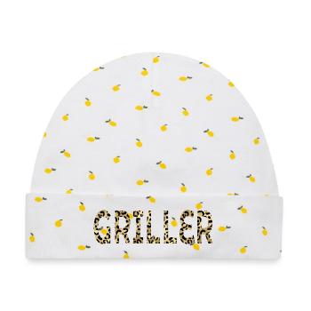 Grill BBQ - Griller - Baby Premium Organic Mütze - Weiß/Zitronengelb - Vorne