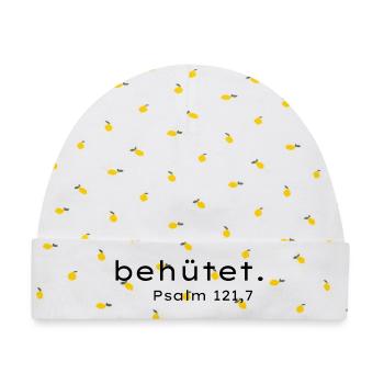 Psalm - Gott behütet - Baby Premium Organic Mütze - Weiß/Zitronengelb - Vorne