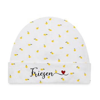 Friesen mit Herz - Baby Premium Organic Mütze - Weiß/Zitronengelb - Vorne