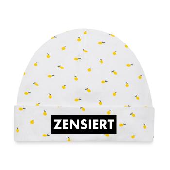 Zensiert Zensur Balken Humorvoll - Baby Premium Organic Mütze - Weiß/Zitronengelb - Vorne
