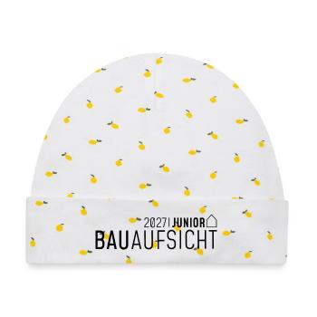 Junior Bauaufsicht 2027 - Baby Premium Organic Mütze - Weiß/Zitronengelb - Vorne