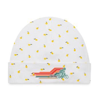  50cc Mofa Mofaroller Moped Mofafahrer Vintage - Baby Premium Organic Mütze - Weiß/Zitronengelb - Vorne
