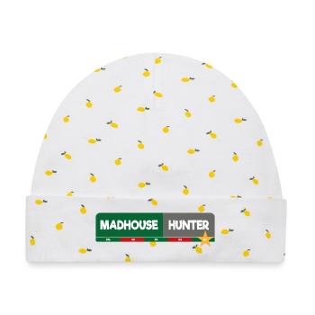 MadhouseHunter - Baby Premium Organic Mütze - Weiß/Zitronengelb - Vorne