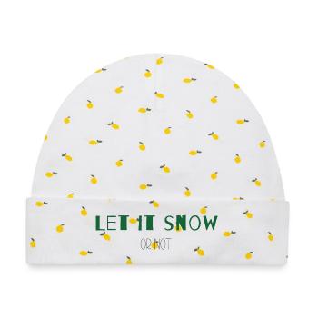 Let It Snow or Not – Trockenes Weihnachtsstatement - Baby Premium Organic Mütze - Weiß/Zitronengelb - Vorne