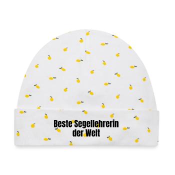 Beste Segellehrerin der Welt Segeln Geschenk - Baby Premium Organic Mütze - Weiß/Zitronengelb - Vorne