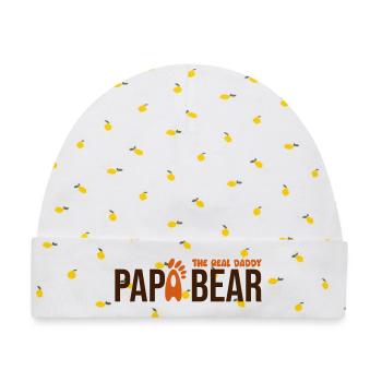 Papa Bear: El Verdadero Papá - Baby Premium Organic Mütze - Weiß/Zitronengelb - Vorne