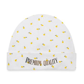 Premium Quality - Baby Premium Organic Mütze - Weiß/Zitronengelb - Vorne