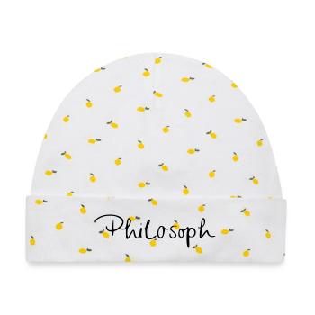 Philosoph - Baby Premium Organic Mütze - Weiß/Zitronengelb - Vorne