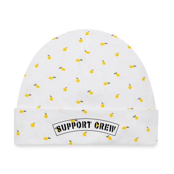 Support Crew Style Patch - Baby Premium Organic Mütze - Weiß/Zitronengelb - Vorne