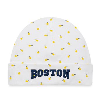 Boston Blockschrift Logo - Baby Premium Organic Mütze - Weiß/Zitronengelb - Vorne