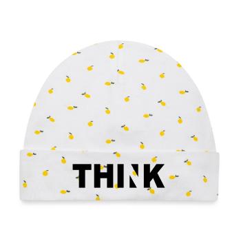 THINK - Baby Premium Organic Mütze - Weiß/Zitronengelb - Vorne