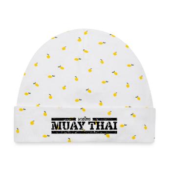 Muay Thai - Baby Premium Organic Mütze - Weiß/Zitronengelb - Vorne