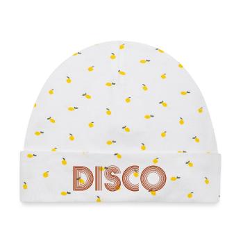 DISCO Tanzen Discokugel - Baby Premium Organic Mütze - Weiß/Zitronengelb - Vorne