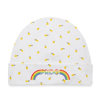 LGBT lgbtqi queer Regenbogen pride - Baby Premium Organic Mütze - Weiß/Zitronengelb - Vorne