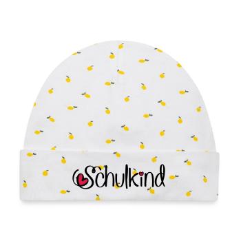 Schulkind - Baby Premium Organic Mütze - Weiß/Zitronengelb - Vorne