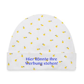 Hier könnte Ihre Werbung stehen. - Baby Premium Organic Mütze - Weiß/Zitronengelb - Vorne