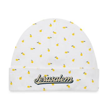 Jerusalem Schriftzug Design - Baby Premium Organic Mütze - Weiß/Zitronengelb - Vorne