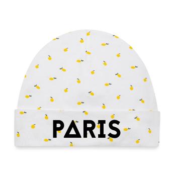 PARIS - Baby Premium Organic Mütze - Weiß/Zitronengelb - Vorne