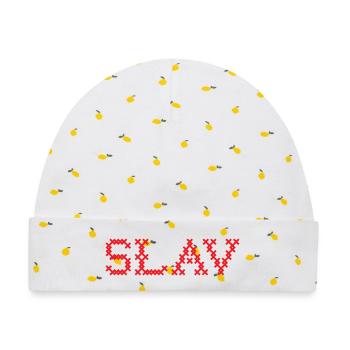 SLAV Slavic Folk Slawisch - Baby Premium Organic Mütze - Weiß/Zitronengelb - Vorne