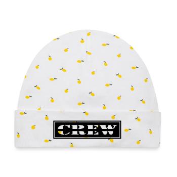 Crew Design im Patch Format - Baby Premium Organic Mütze - Weiß/Zitronengelb - Vorne